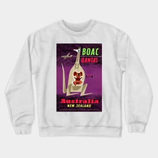 Vintage Travel Poster Australia BOAC Qantas Crewneck Sweatshirt